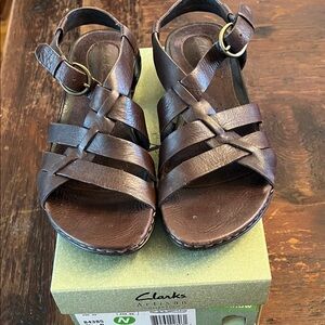 Clarks Dark Brown Strappy Sandals